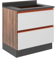 Balcão Cooktop Bartira Linea 4 Bocas 1 Gaveta com Porta Basculante