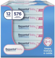 Bepantol Baby Kit Lenço Umedecido, Ideal Para a Pele do Bebê, Fórmula Hidratante com Pró-Vitamina B5, Hipoalergênico, Sem Fragrância, Corantes e Conservantes, 12 unidades do Pacote nitário, 576 Lenços
