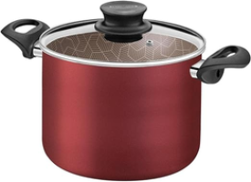 Caldeirão Tramontina Paris em Alumínio com Revestimento Interno e Externo em Antiaderente Starflon Max Vermelho com Tampa de Vidro 18 cm 3,1 L