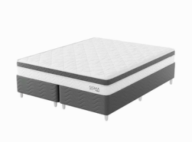 Cama Box Com Colchão Queen Sigma Molas Ensacadas (22x158x198) Branco E Cinza