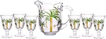 Conjunto Jarra com 6 Taças de Cristal Palm Hand Painting 1,3L/240ml – Lyor