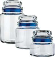 Conjunto Potes de Vidro Multiuso 3 Peças Euro Azul