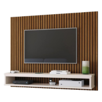 Estante Painel Parede Tv 40 42 43 47 48 50 Polegadas Nicho Prateleira Organizadora Quarto Sala Estar – Ripado Freijó/Cinza – RPM
