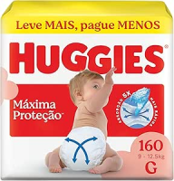 Fralda Descartável Huggies Máxima Proteção Tamanho G 160 unidades