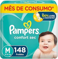 Fralda Pampers Confort Sec M – 148 fraldas