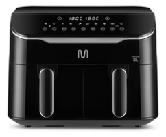 Fritadeira Elétrica Sem Óleo Air Fryer 8l Preta Com 2 Gavetas 1800w 127v Multi – Go219 – 110v