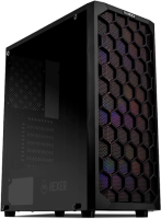 Gabinete Gamer Mancer Hexer, Rainbow, Mid-tower, Lateral De Vidro, Com 3 Fans, Preto, Mcr-hex-rb01
