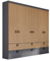 Guarda-Roupa Herval 1734 com 6 Portas, 6 Gavetas e 5 Prateleiras – Grafite/Cedro