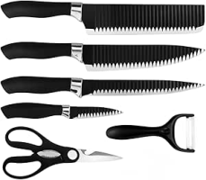 Kit Completo Do Chef Conjunto De 6 Peças Acessórios Para Churrasco Cozinha De Aço Inox Com Facas Descascador E Tesoura Culinária Profissional Gourmet Antiaderente