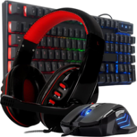 Kit Teclado Gamer Semi Mecanico pc Ps4 Abnt2 Headset Fone de Ouvido Gamer Estéreo e Mouse Led 3200 Dpi Para Jogos Ps4 Ps5 Pc Gamer Notebook …