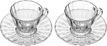 LYOR – Conjunto 2 xícaras para Chá de Cristal com Pires Radial 180ml