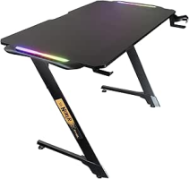 Mesa Gamer Nuker Led Rgb Com Mouse Pad, Organizador De Fios Suporte De Copos Até 120kg Em Carbono – Bright Mg001