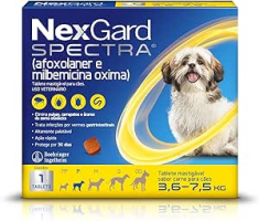 NexGard Spectra Antipulgas e Carrapatos e Vermífugo para Cães de 3,6 a 7,5kg – 1 tablete
