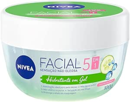 NIVEA Hidratante Facial em Gel 100g – Sua fórmula especial deixa a pele sequinha e bem cuidada por 24h, não obstrui os poros e controla a oleosidade, com ácido hialurônico e pepino