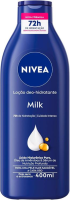 NIVEA Loção Deo-Hidratante Milk 400ml – Hidratação e nutrição profunda por 72h para uma pele macia e suave