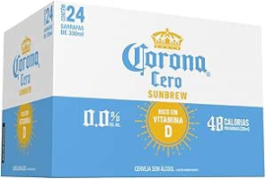 Pack Cerveja Corona Cero Sunbrew Sem Álcool, 330ml, Long Neck, Caixa 24 unidades