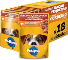Pack Ração Úmida Pedigree Sachê Cordeiro ao Molho para Cães Adultos de Raças Pequenas 100 g – 18 unidades