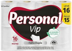 Personal Papel Higiênico Vip Folha Dupla, 16 Unidades Branco (Embalagem Pode Variar)