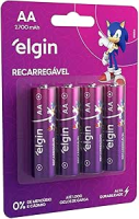 Pilha recarregável AA 2700Mah Elgin Com 4 unidades Comum