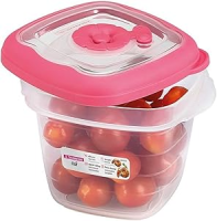 Pote Quadrado Plástico, 450ml, Transparente/Rosa, Sanremo
