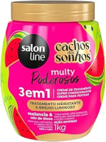 Salon Line, Creme de Tratamento 3 em 1, Multy Poderosos, Cachos dos Sonhos, Melancia e Mix de Óleos, Vegano – Para Cabelos Cacheados e Crespos, 1kg