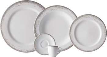 Serviço de Jantar e Café 30 Peças em Porcelana, Decoração Névoa Cinza, Porcelana Schmidt