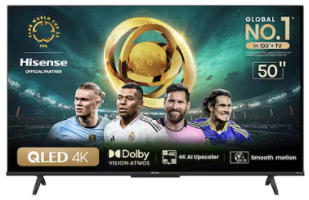 Smart TV 50″ UHD 4K QLED Hisense 50Q6N Google TV com HDR10+, Dolby Atmos, Sports Mode, Game Mode Plus e Compatível com Alexa